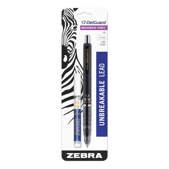 Zebra DelGuard Black 0.5mm Mechanical Pencil &#x26; 12 Leads